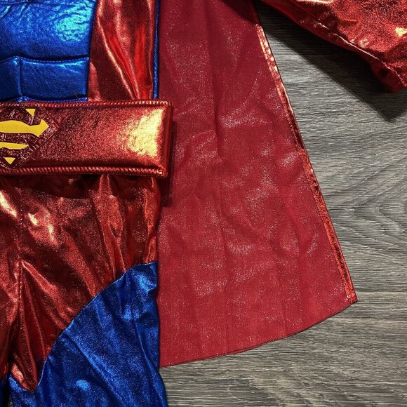 Superman Costume Kids Size Small Halloween Jumpsuit Cape Superhero Belt Shoe Cov - Picture 3 of 12